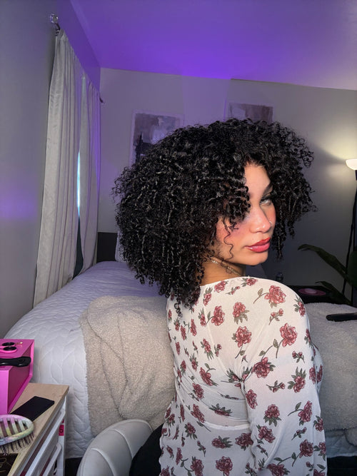 Density Afro Kinky Curly Wig with Burmese Curly Layer Pre Bleached Glueless 7x5 HD Lace Closure  with Drawstring Pre Plucked Natural Hairline Beginners Friendly
