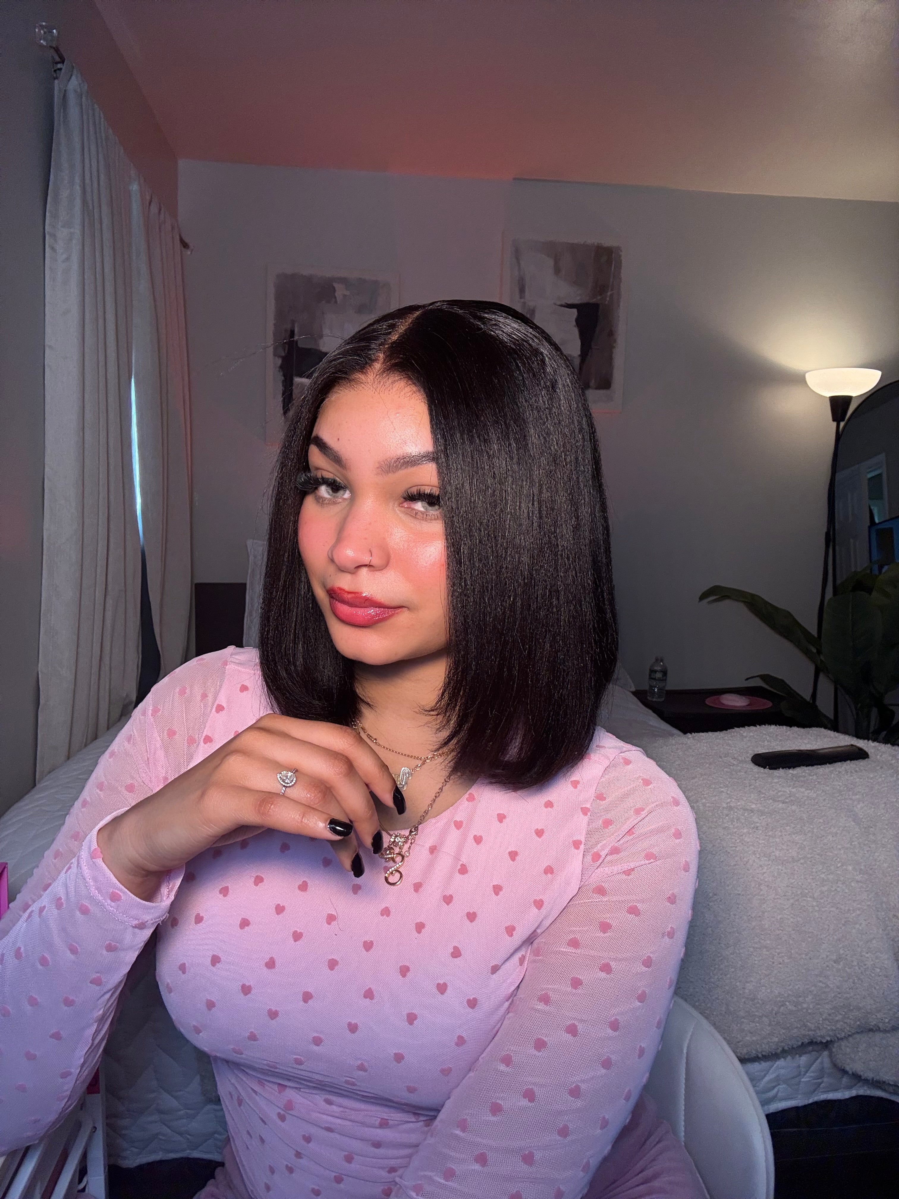 Glueless Yaki Straight Short Bob Wig with Drawstring Pre-cut 7x5 HD Lace  Wigs with Bleached Knots Beginner Friendly Natural Hairline