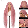 Pink 360 Bohemian Knotless Boho Box Braided Wig sintetic