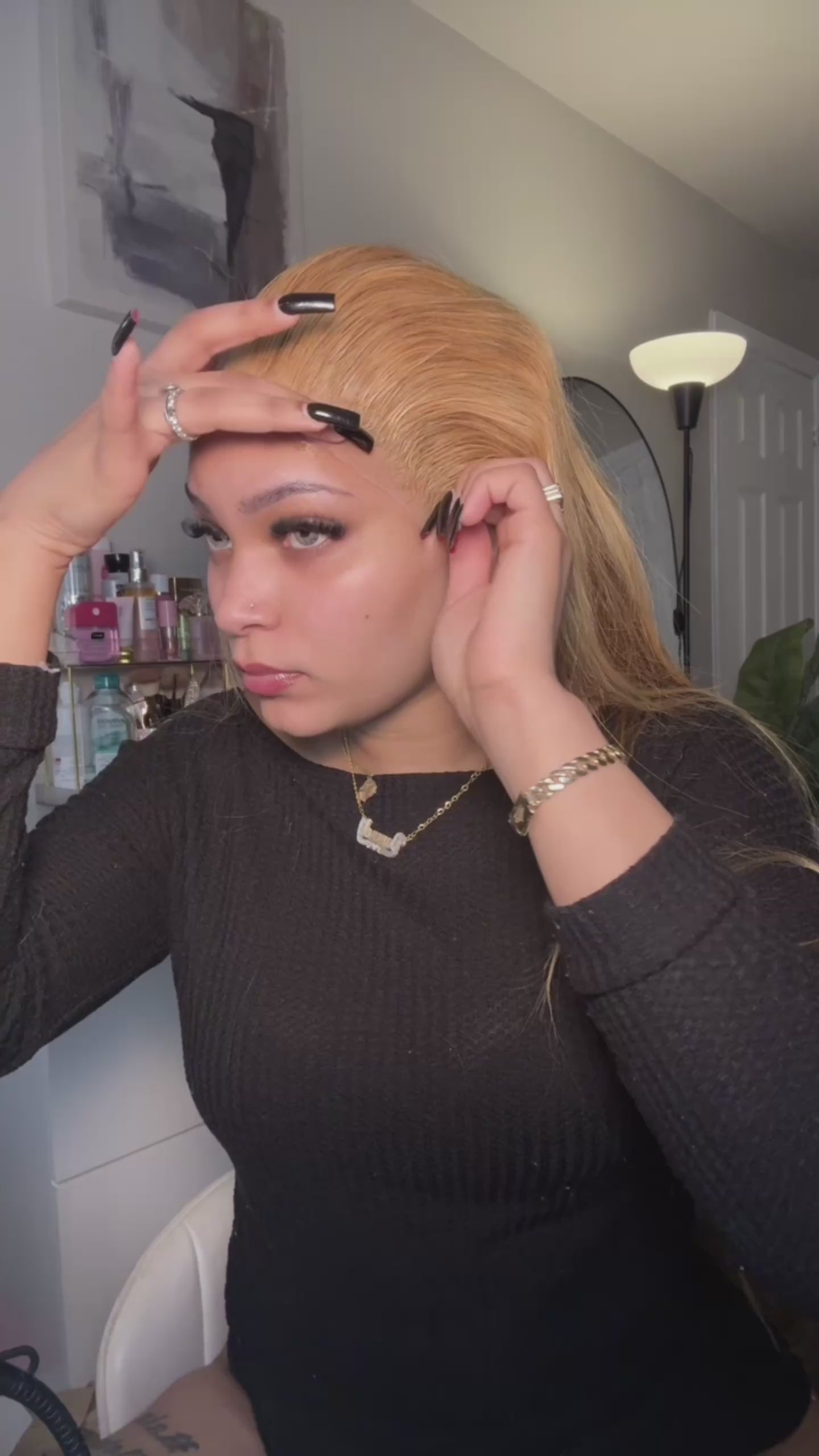 Honey blonde lace frontal wig