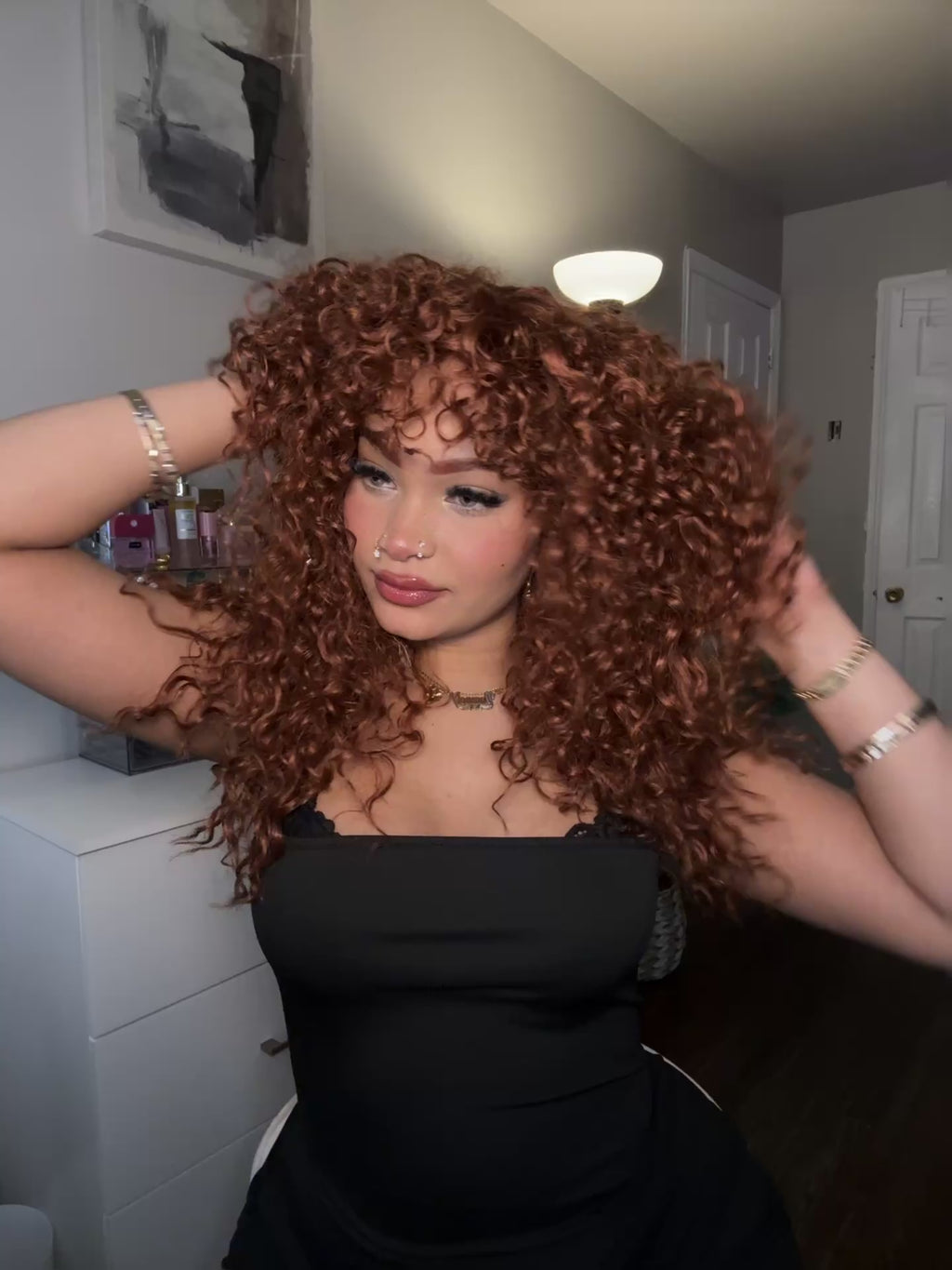 Blend Hair Boho Curly Wig with Bangs Effortless Shaggy Waves